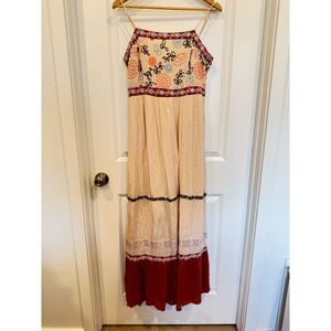 Altar'd State Embroidered Maxi Dress Floral L Boho